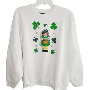 Vintage Fruit of the Loom X-Large St. Patrick's Day Sweatshirt Grannycore 90s